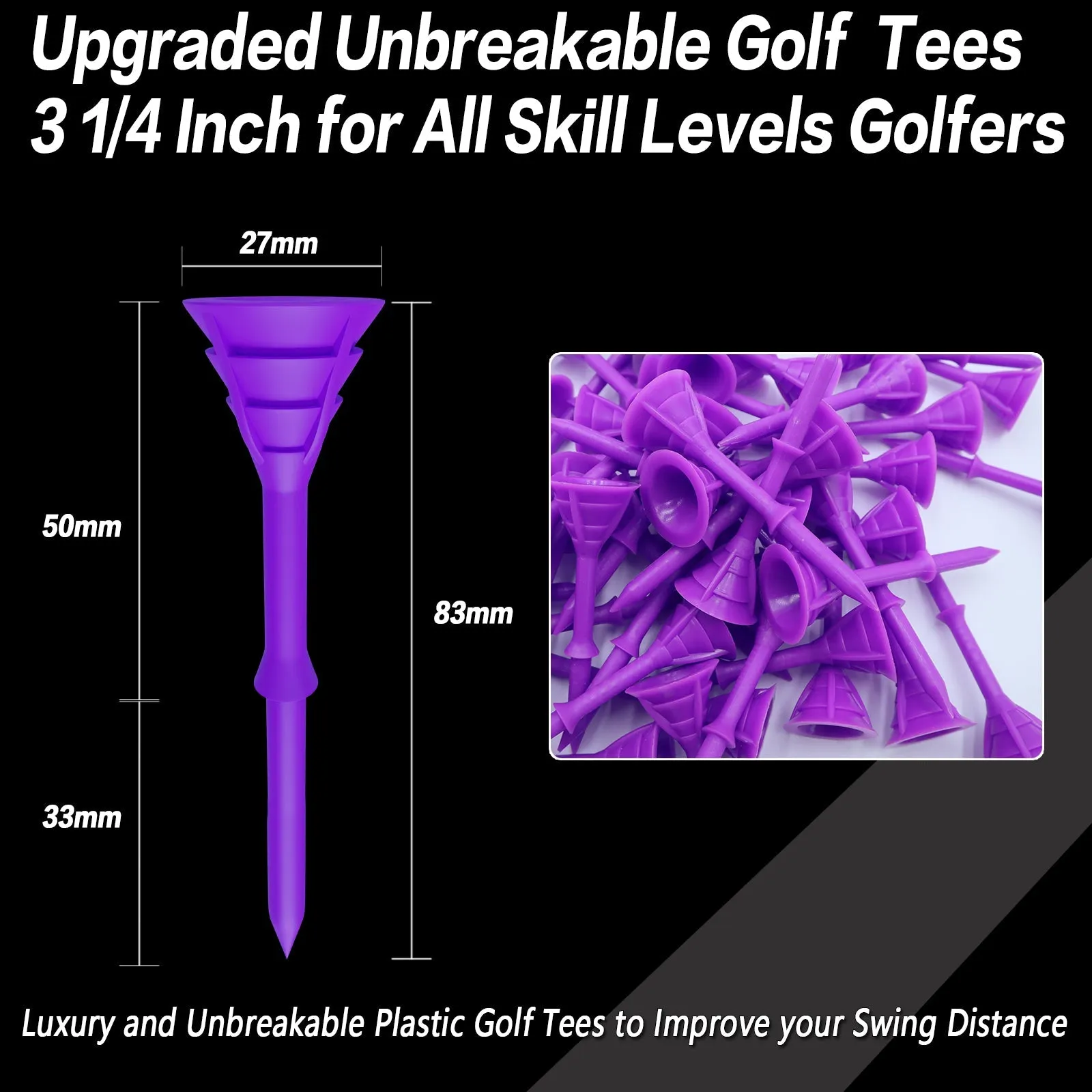 100 Pack Cup Tees 3 1/4 Unbreakable