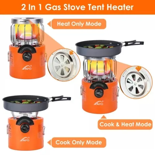 2 In 1 Camping Stove Tent Heater 2000W