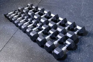 5-50 Complete Rubber Hex Dumbbell Set
