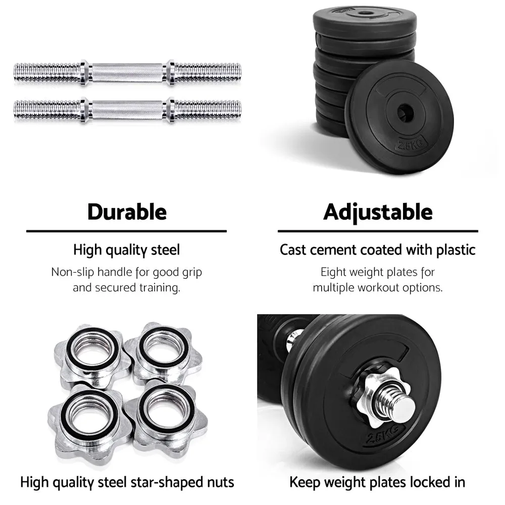 Adjustable 25kg Dumbbell Set, Non-Slip Handle, Everfit