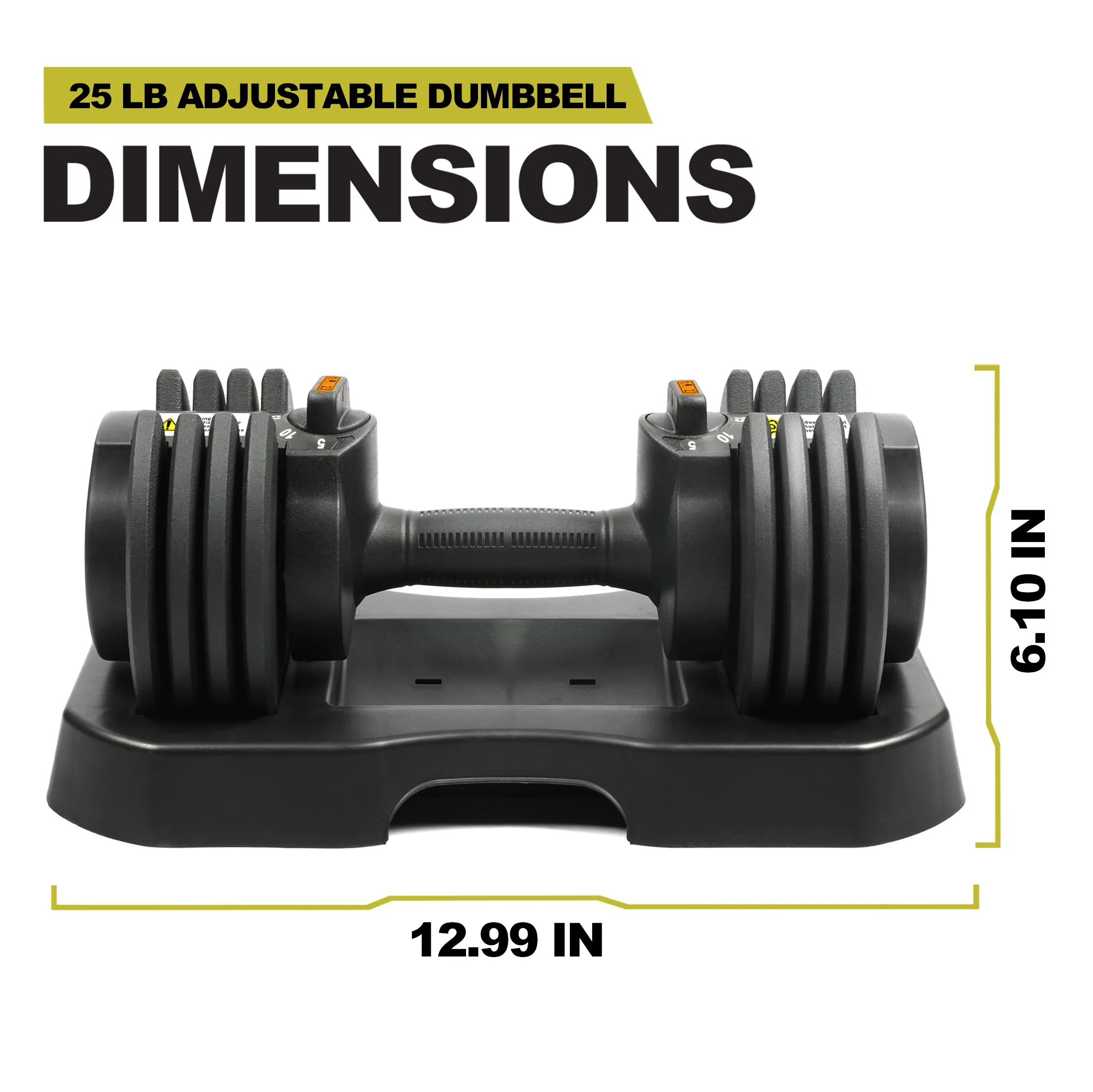 Adjustable Dumbbell Pair with Stand 5-25lb