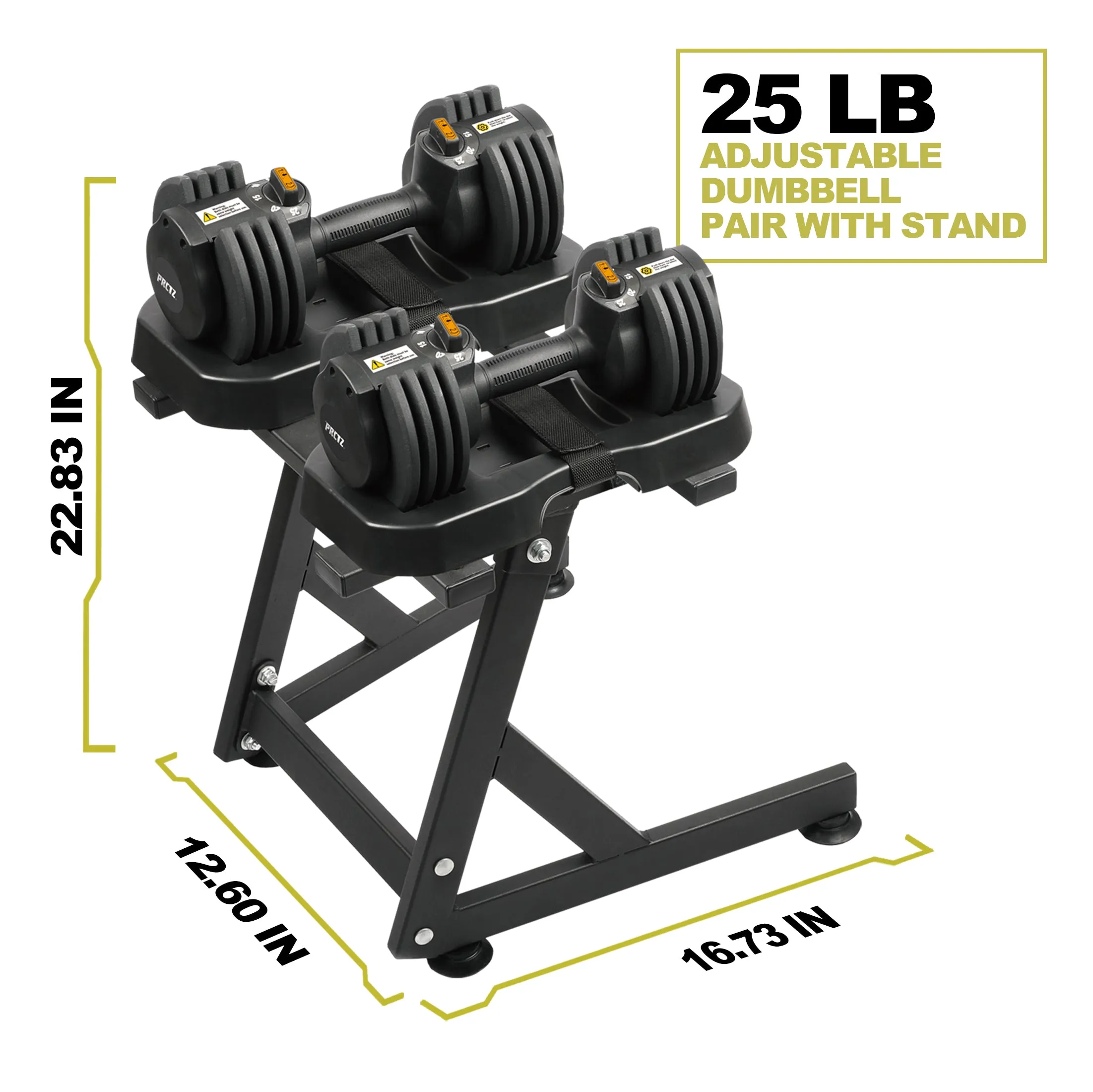 Adjustable Dumbbell Pair with Stand 5-25lb