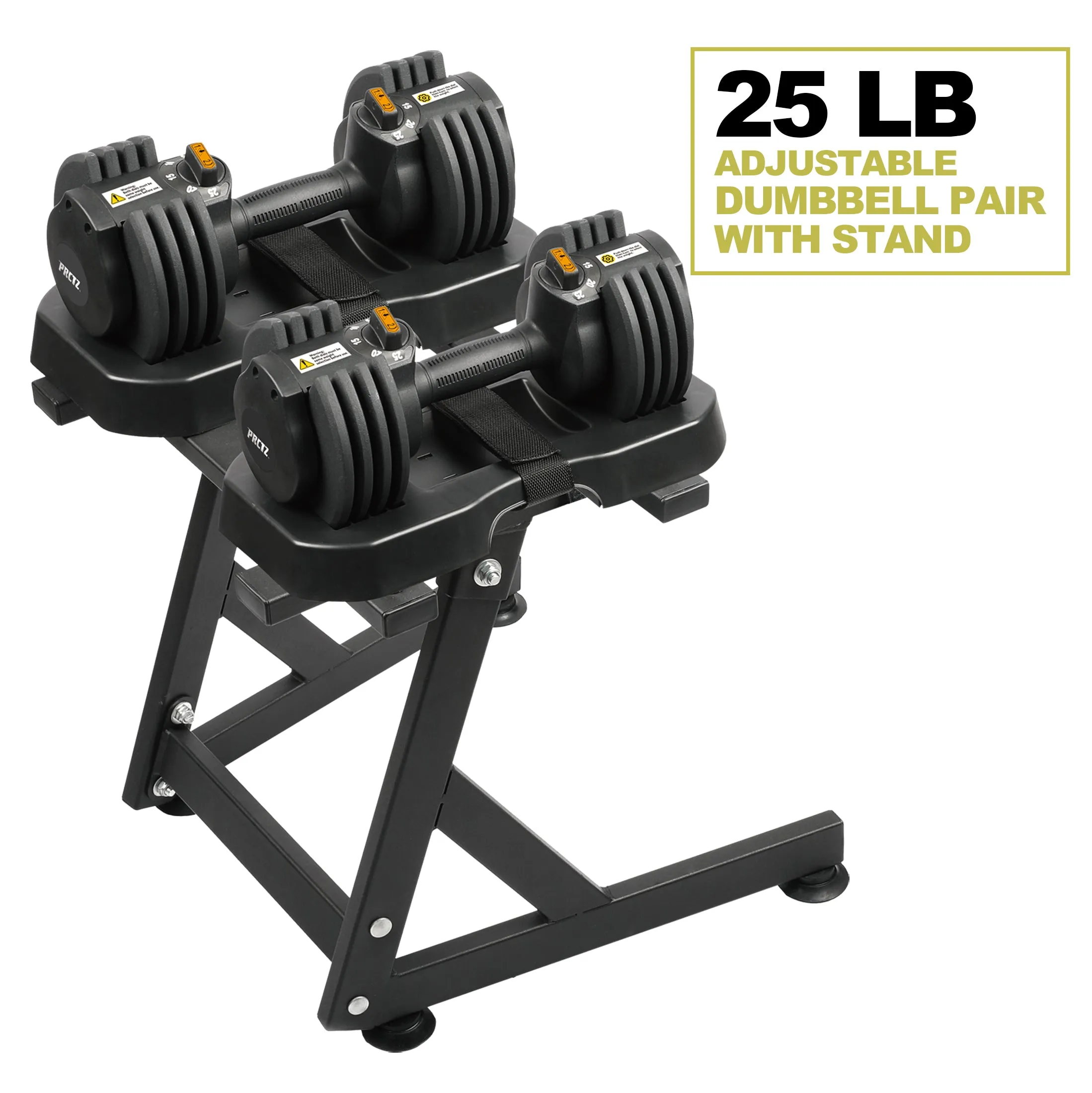 Adjustable Dumbbell Pair with Stand 5-25lb
