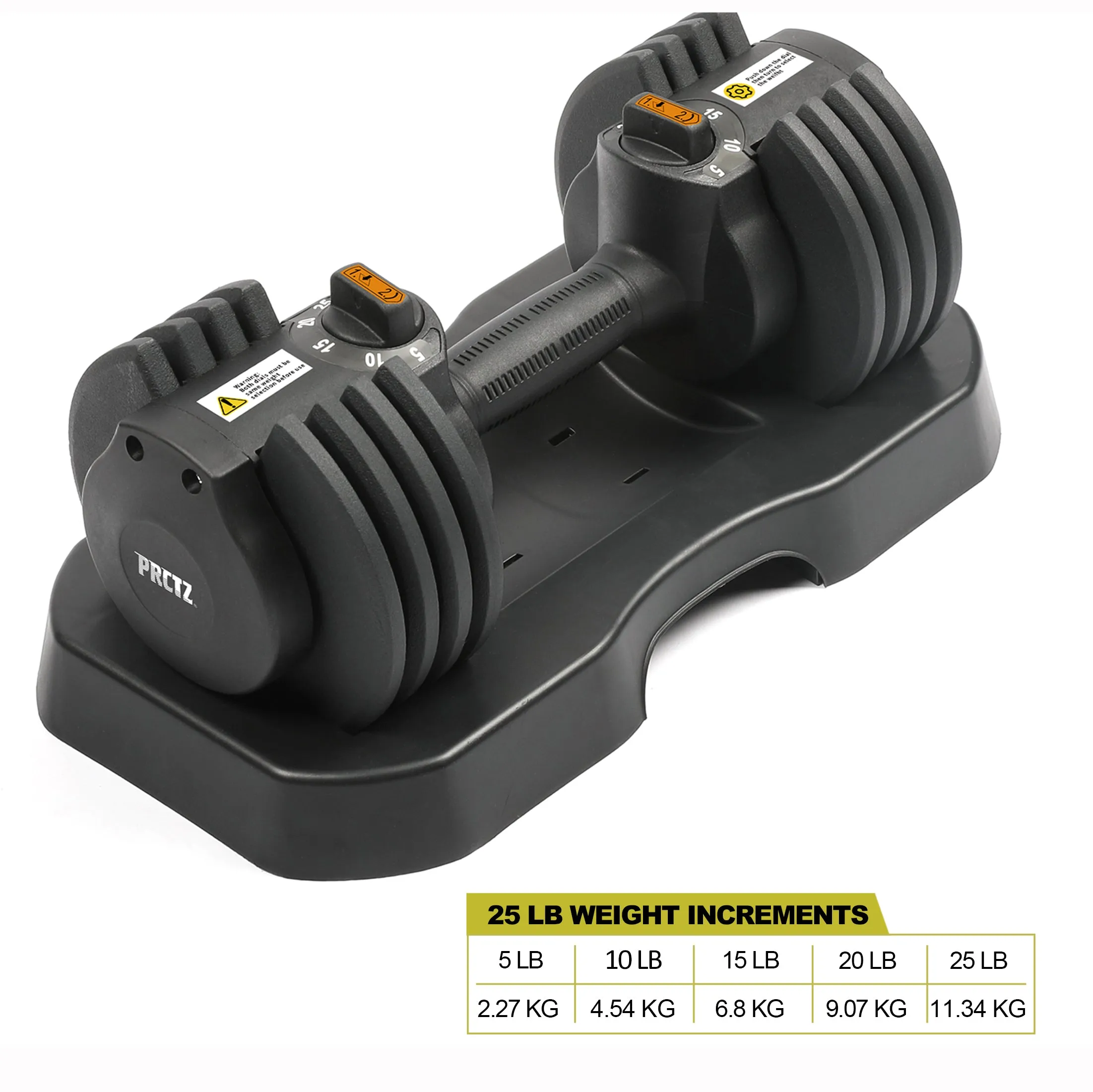 Adjustable Dumbbell Pair with Stand 5-25lb