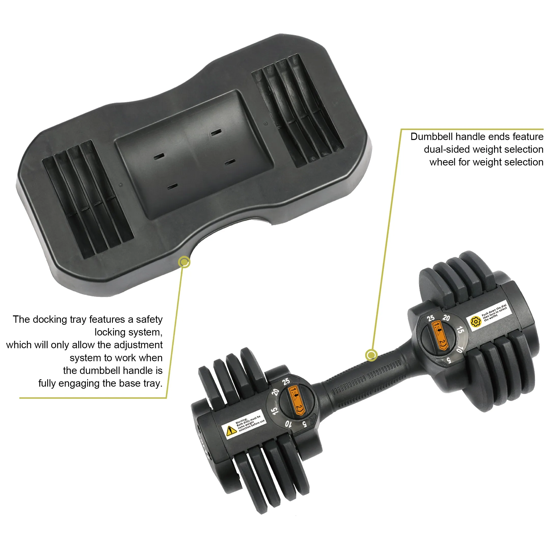 Adjustable Dumbbell Pair with Stand 5-25lb