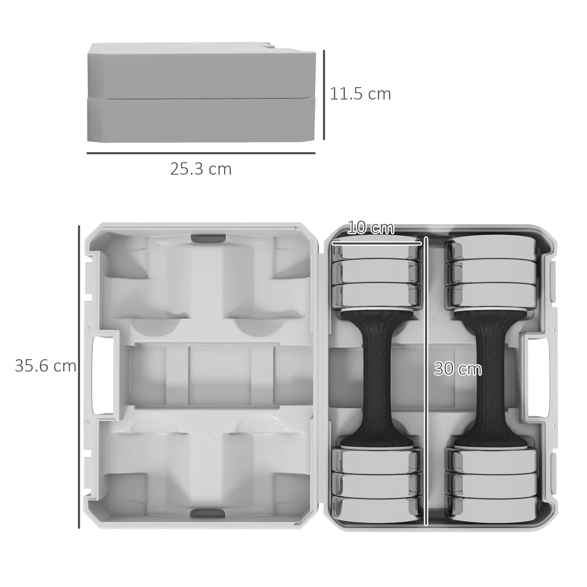 Adjustable Dumbbells Weights Set with Storage Box 10kg x 2