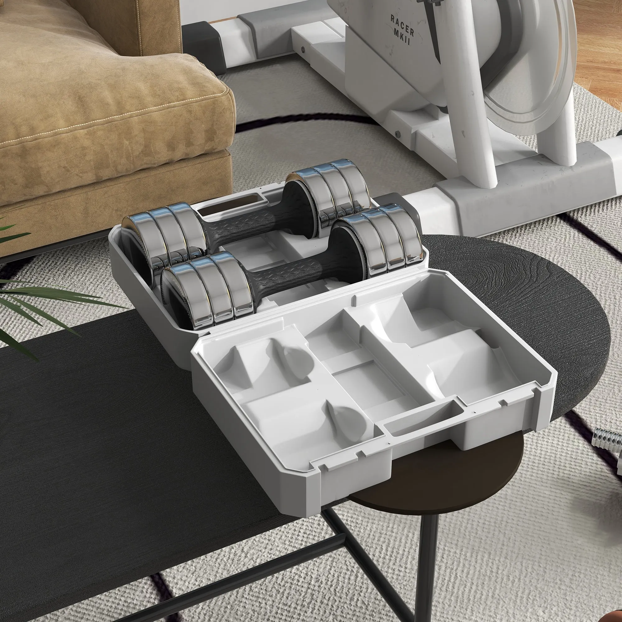 Adjustable Dumbbells Weights Set with Storage Box 10kg x 2