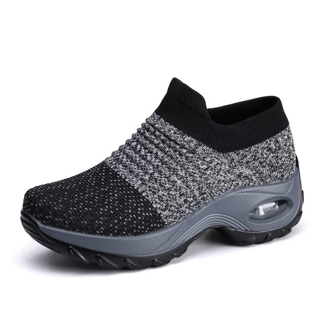 Air Cushioning Women Running Shoes Slip On Sock Sneakers Trainers Sport