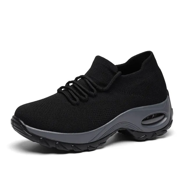Air Cushioning Women Running Shoes Slip On Sock Sneakers Trainers Sport