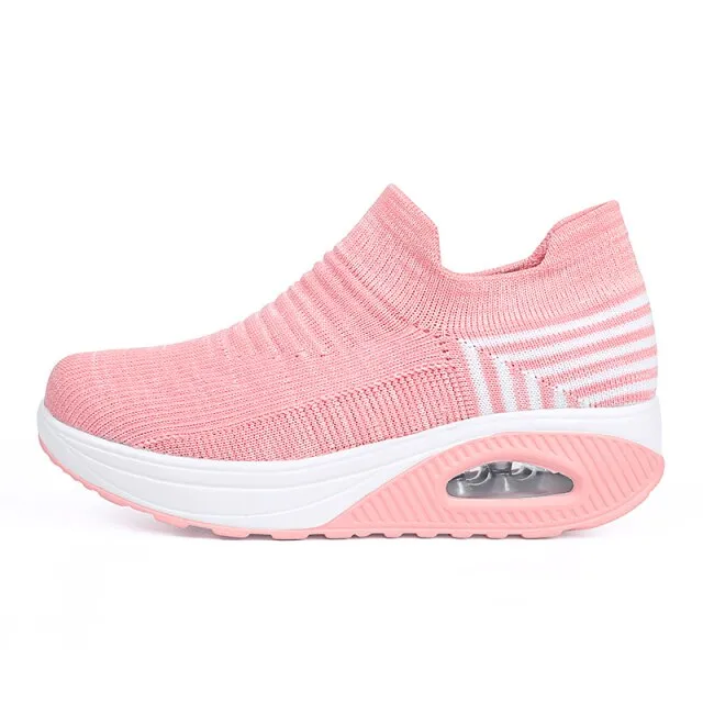 Air Cushioning Women Running Shoes Slip On Sock Sneakers Trainers Sport