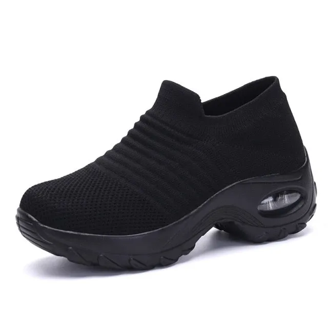 Air Cushioning Women Running Shoes Slip On Sock Sneakers Trainers Sport