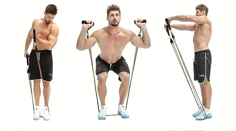 Fitness: TPE Resistance Bands Set. 11pcs. Resistance Bands. Door or Edge Anchor.
