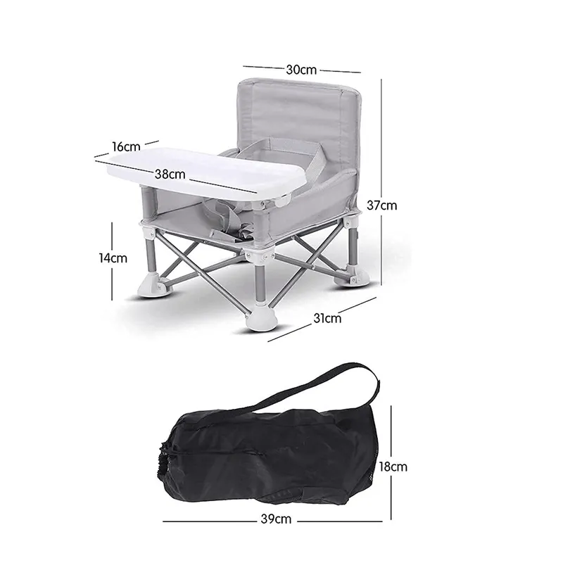 Foldable Feeding Baby Chair With Detachable Tray-MU-5-GREY