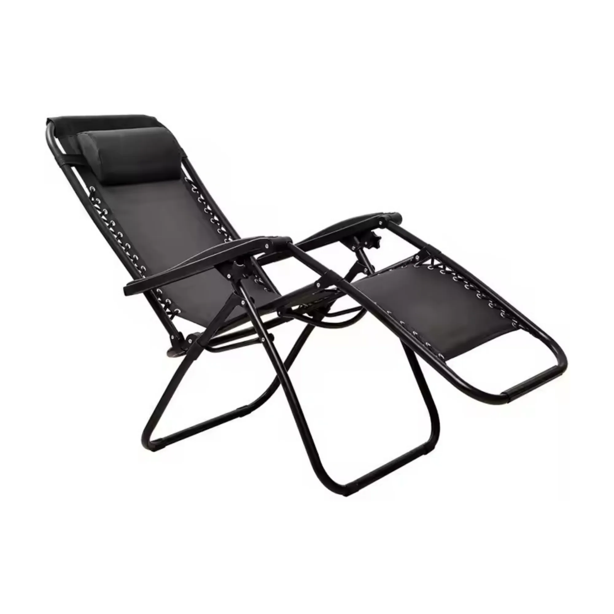Foldable Heavy Duty Reclining Patio Chair Black