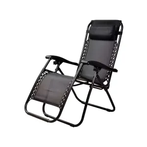 Foldable Heavy Duty Reclining Patio Chair Black