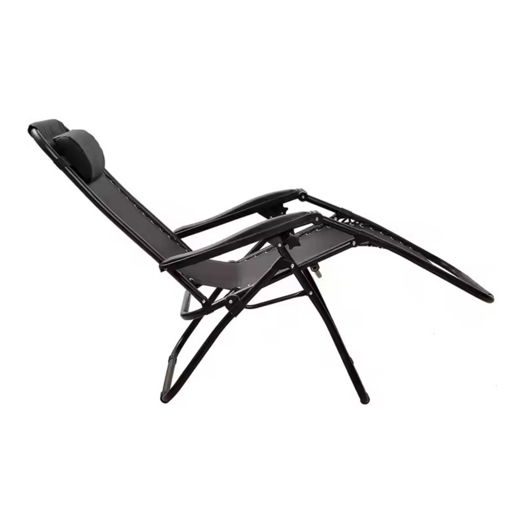 Foldable Heavy Duty Reclining Patio Chair Black