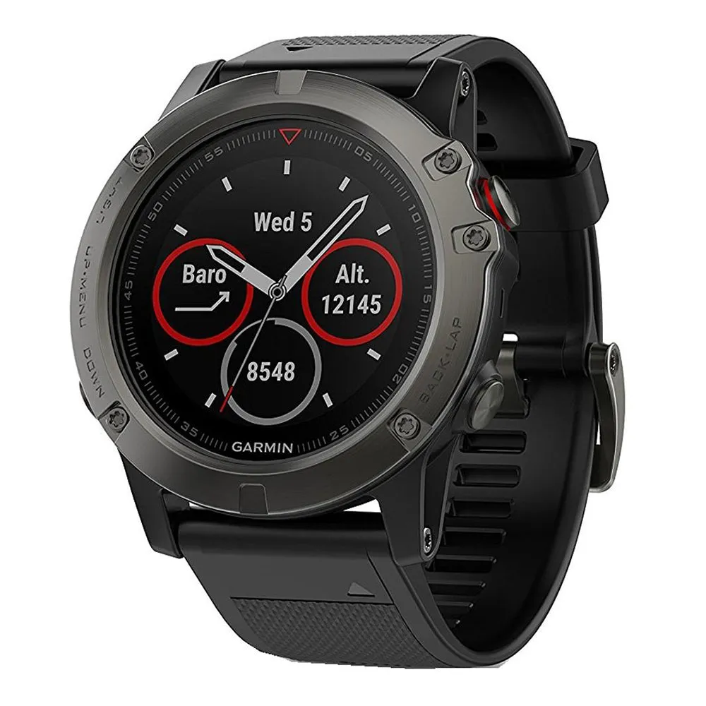 Garmin Black Leather Band fenix 5X Sapphire Quartz Dial Watch - 010-01733-05