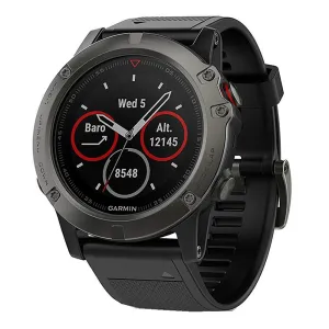 Garmin Black Leather Band fenix 5X Sapphire Quartz Dial Watch - 010-01733-05