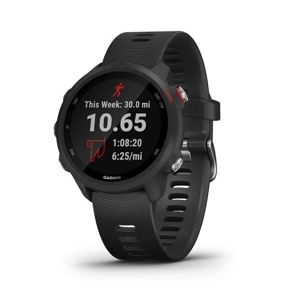 Garmin Forerunner 245 Music GPS Black Silicone Band Digital Dial Running Smart Watch - 010-02120-20
