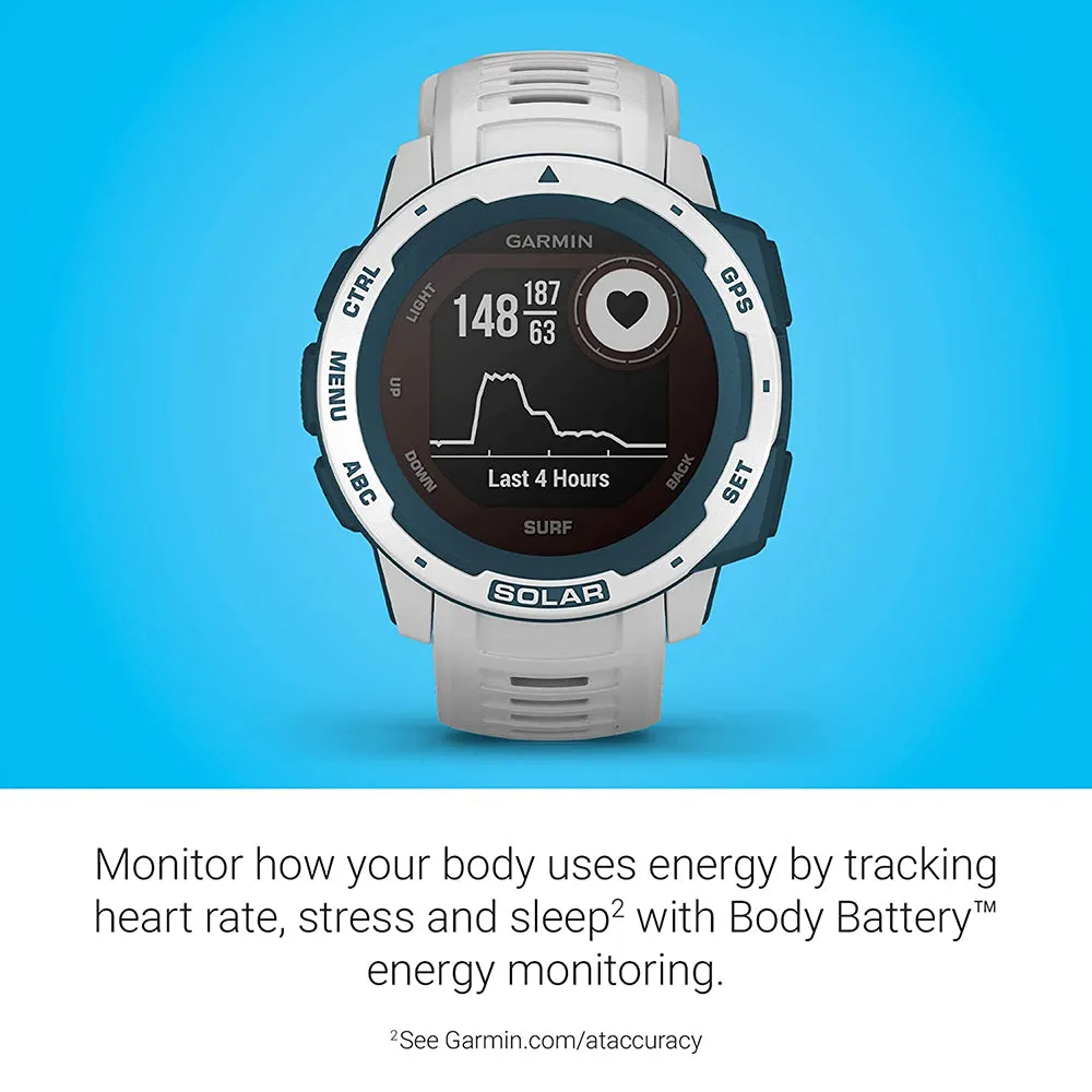 Garmin Instinct Surf Cloudbreak Silicone Band Digital Dial Solar GPS Smart Watch - 010-02293-18