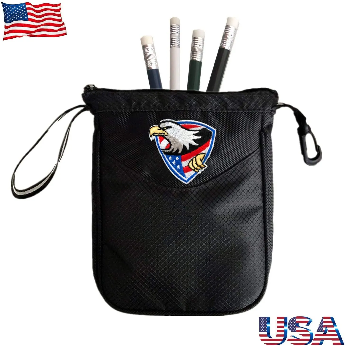Golf Pouch Bag Tee Clip Zipper Hook with Free 4 Pcs Pencil