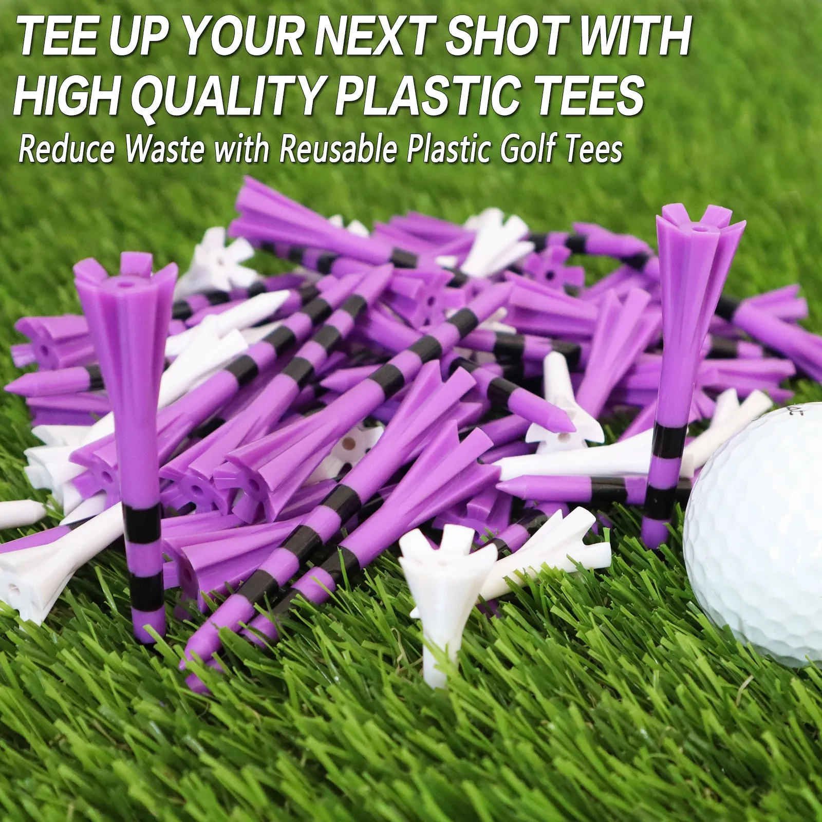 Golf Tees Plastic 80 Driver with 20 Iron Mixed 100 Pack