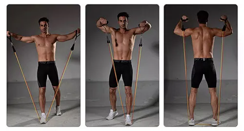 Home Gym Work Out Set of Resistance Bands Resistance Elastic Latex Tube Max 125 LBS (FE018)