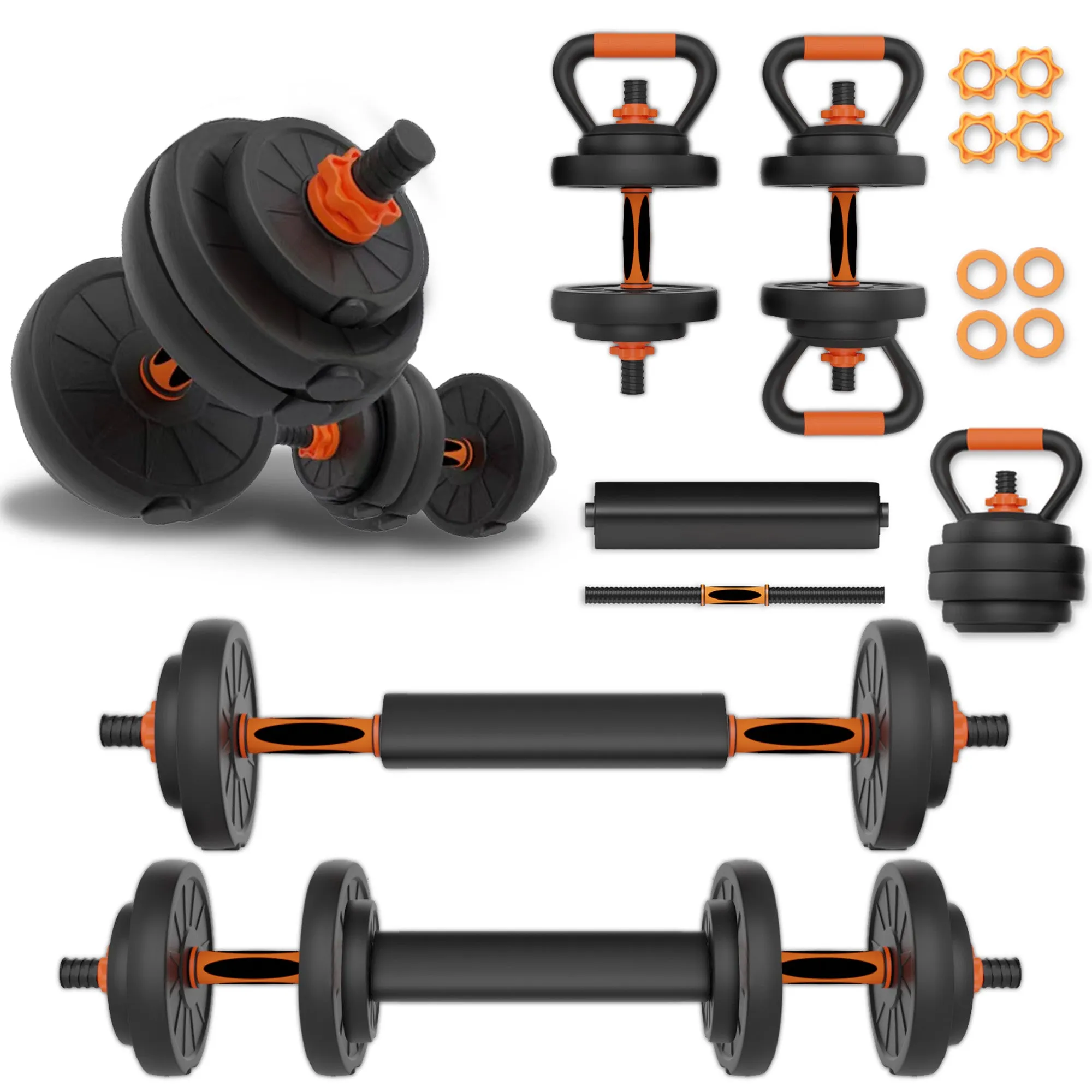 IMFIT AIO Weight Adjustable Dumbbells | Dumbbells, Barbells, Kettlebell, Push-Up Bars for Full Body Workout and Muscle Toning for home gym | Ergonomic, Safe, and Compact gym equipment for total body workouts.