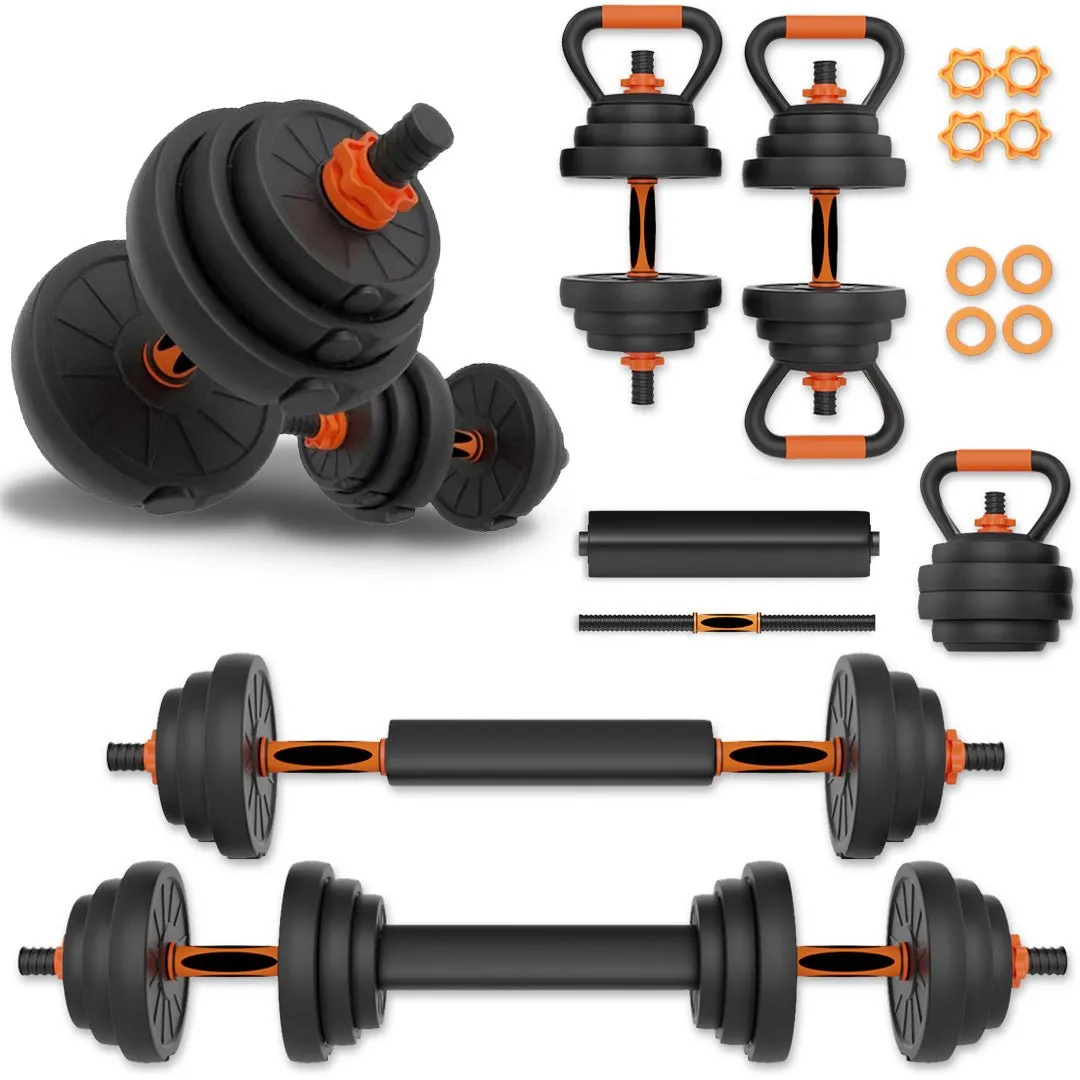 IMFIT AIO Weight Adjustable Dumbbells | Dumbbells, Barbells, Kettlebell, Push-Up Bars for Full Body Workout and Muscle Toning for home gym | Ergonomic, Safe, and Compact gym equipment for total body workouts.