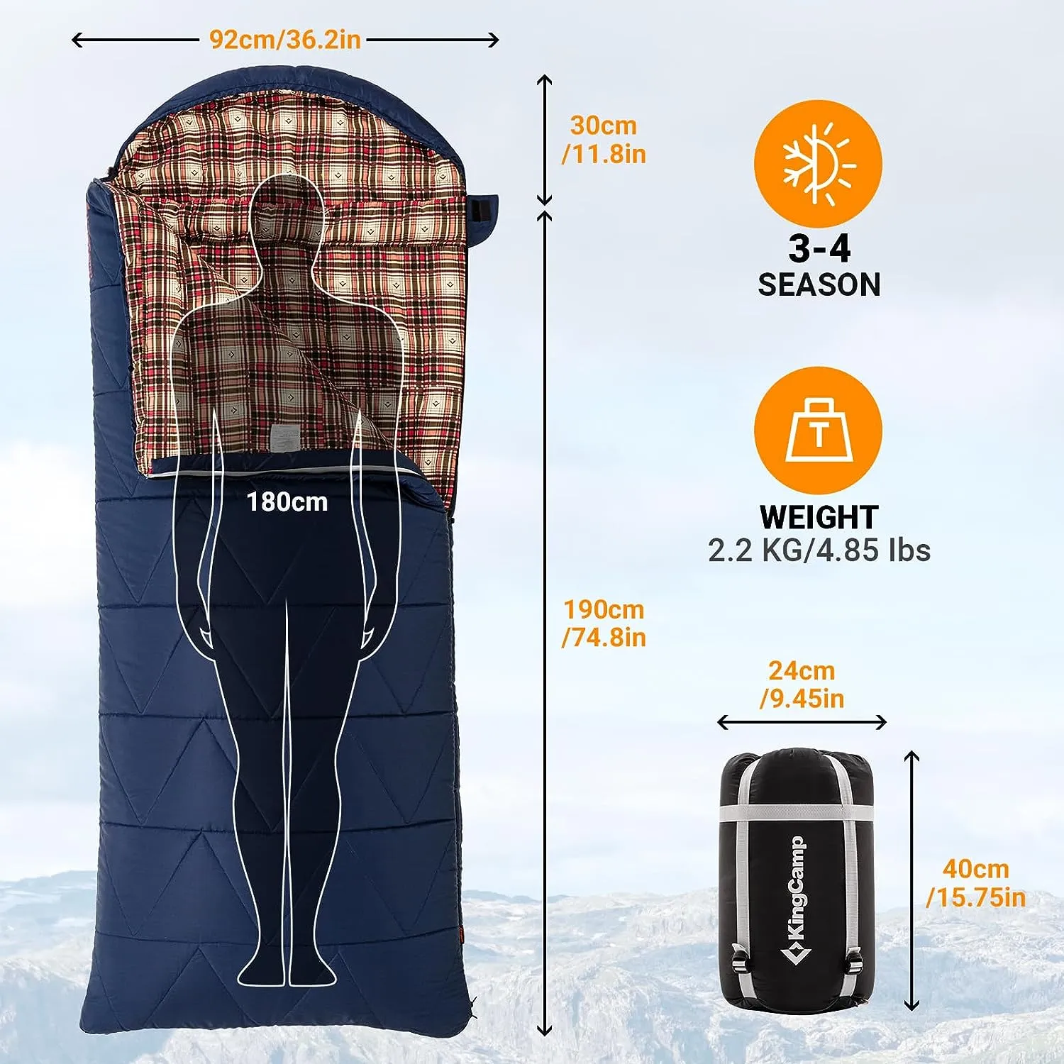 KingCamp 35F Oversized 3-4 Season Sleeping Bag