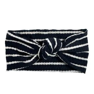Navy   White Textured Knot Headband