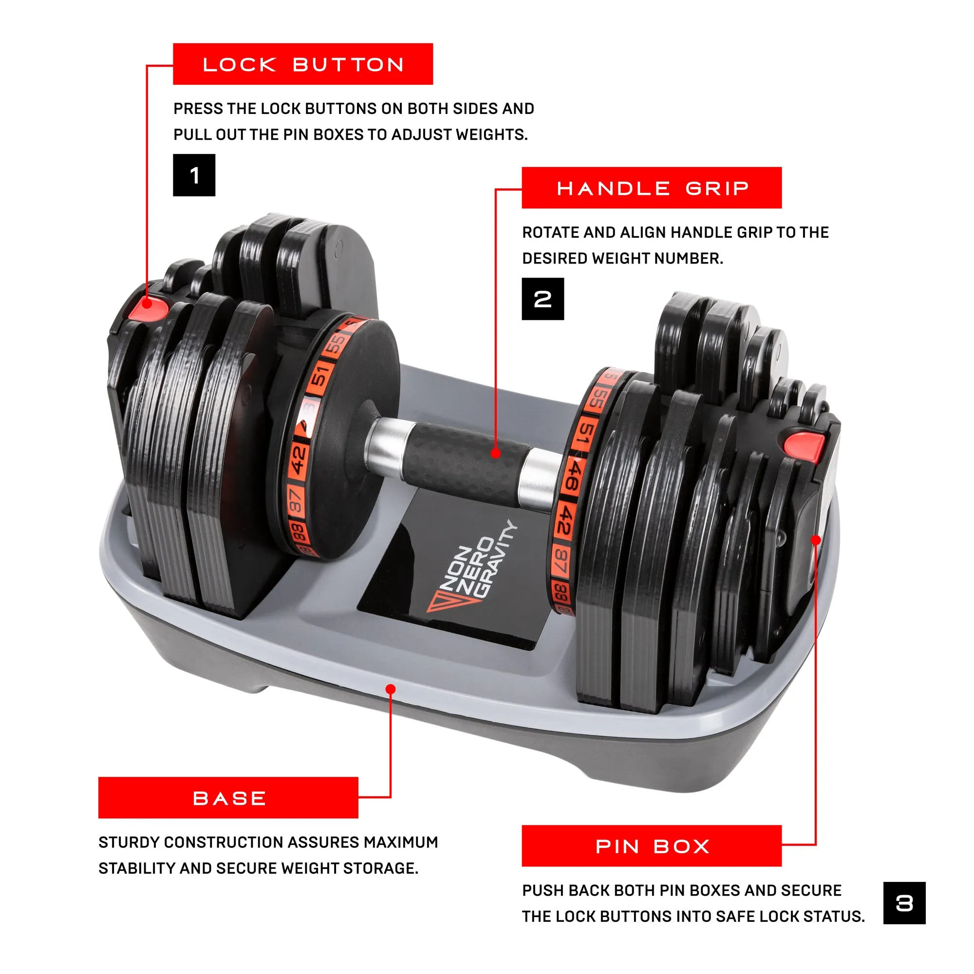NonZero Gravity PowerDyne 55lbs Adjustable Dumbbell - Coal (Single)
