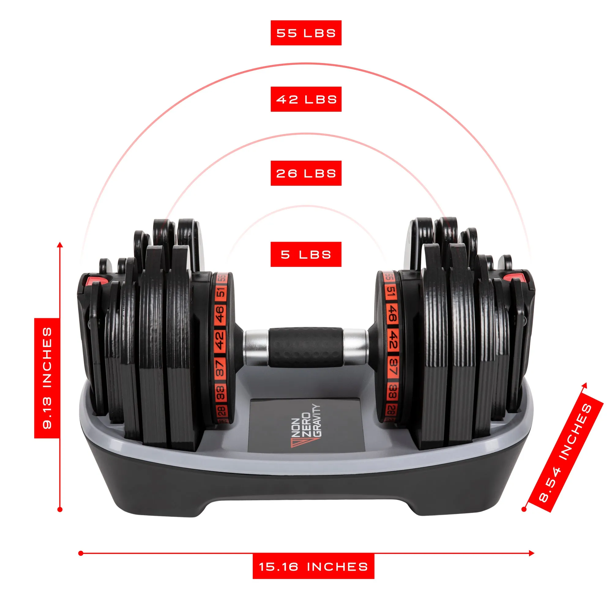 NonZero Gravity PowerDyne 55lbs Adjustable Dumbbell - Coal (Single)