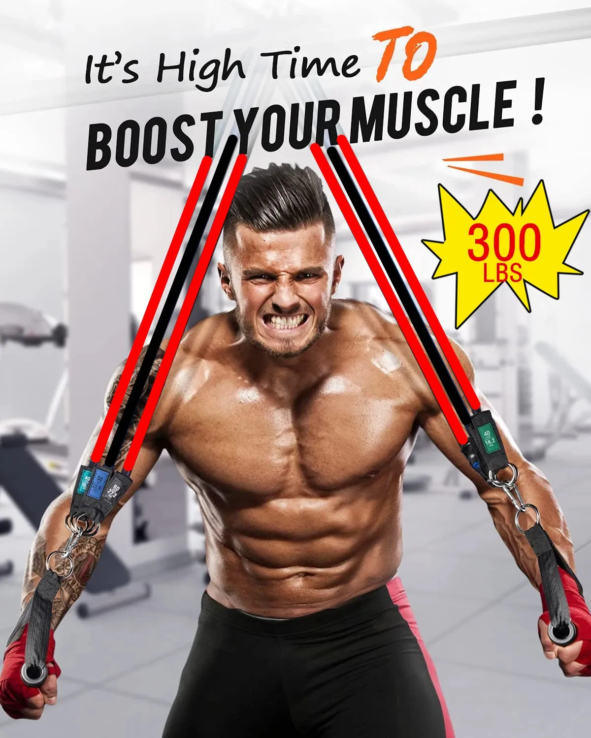 OB 300LBS Fitness Resistance Bands Set