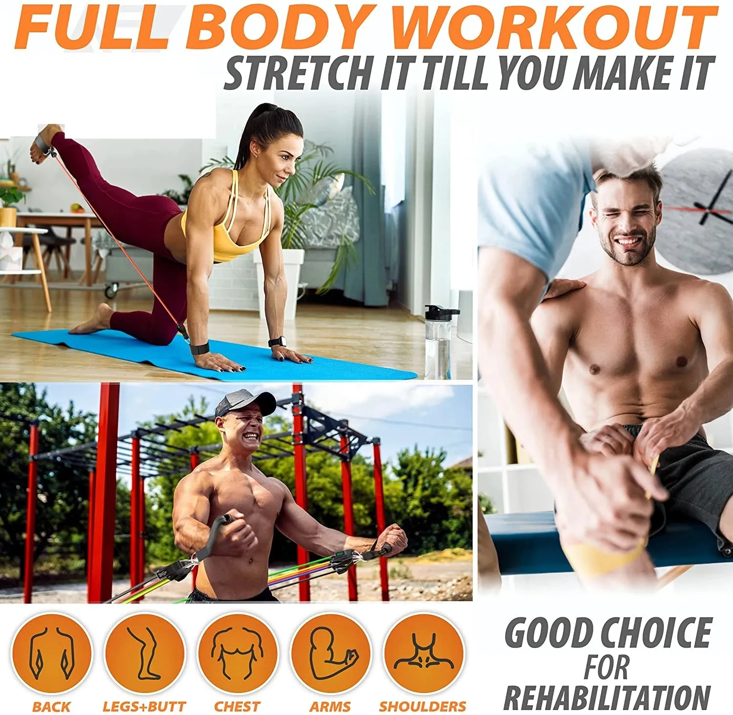 OB 300LBS Fitness Resistance Bands Set