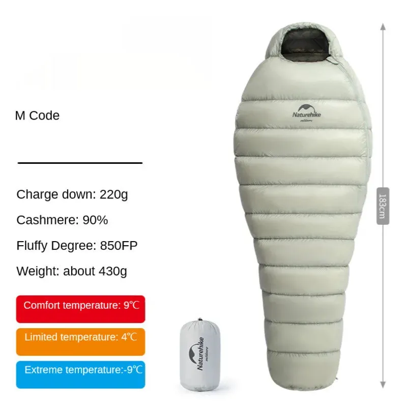 Outdoor Mummy Single Sleeping Bag - 90% Goose Down, Ultralight, Warm for Winter Camping