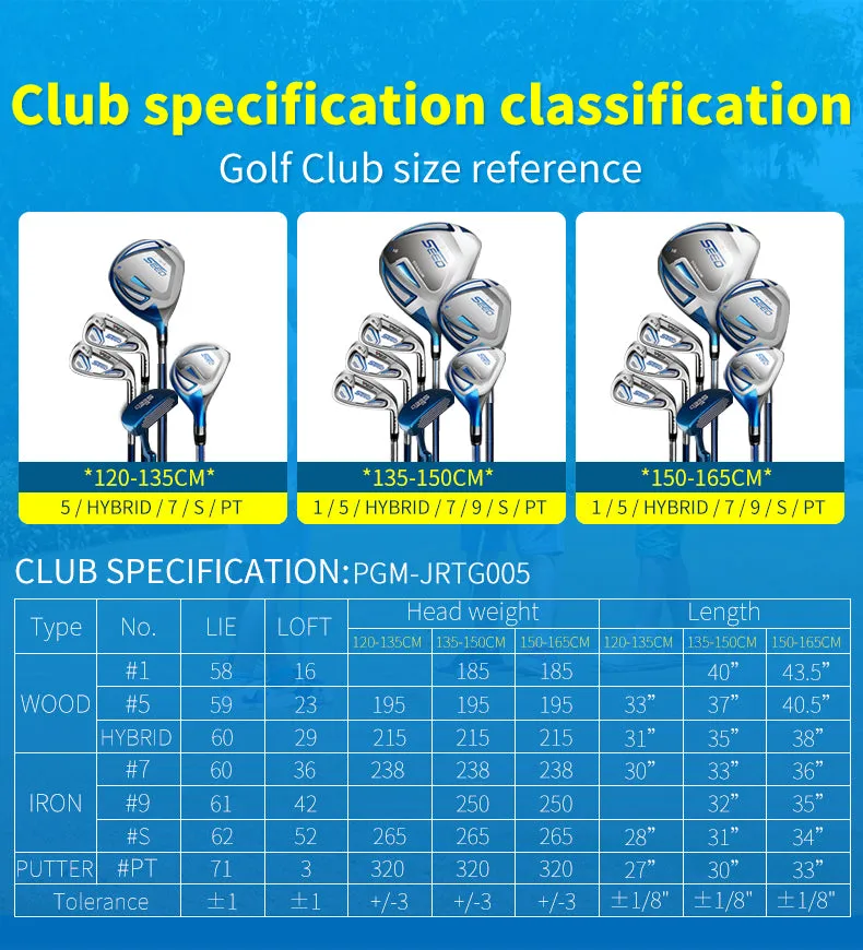PGM JRTG005 brand kid golf clubs set junior high end golf clubs