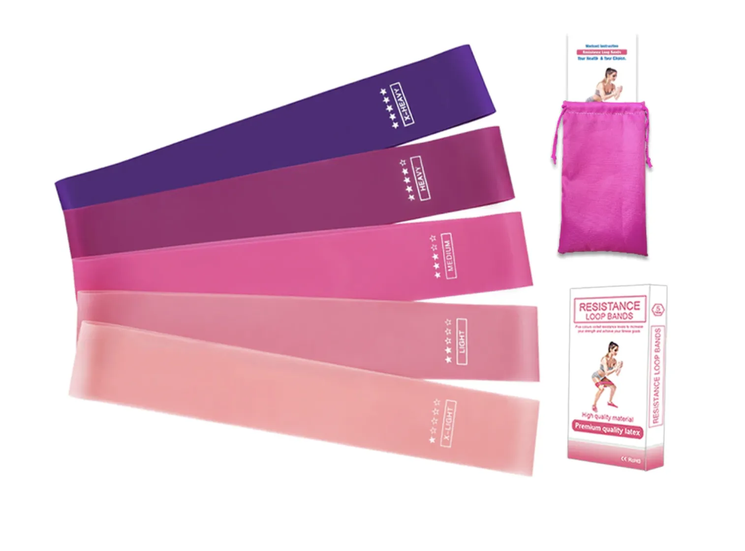Resistance Bands Exercise Elastic loops Set (Complete kit of 5)