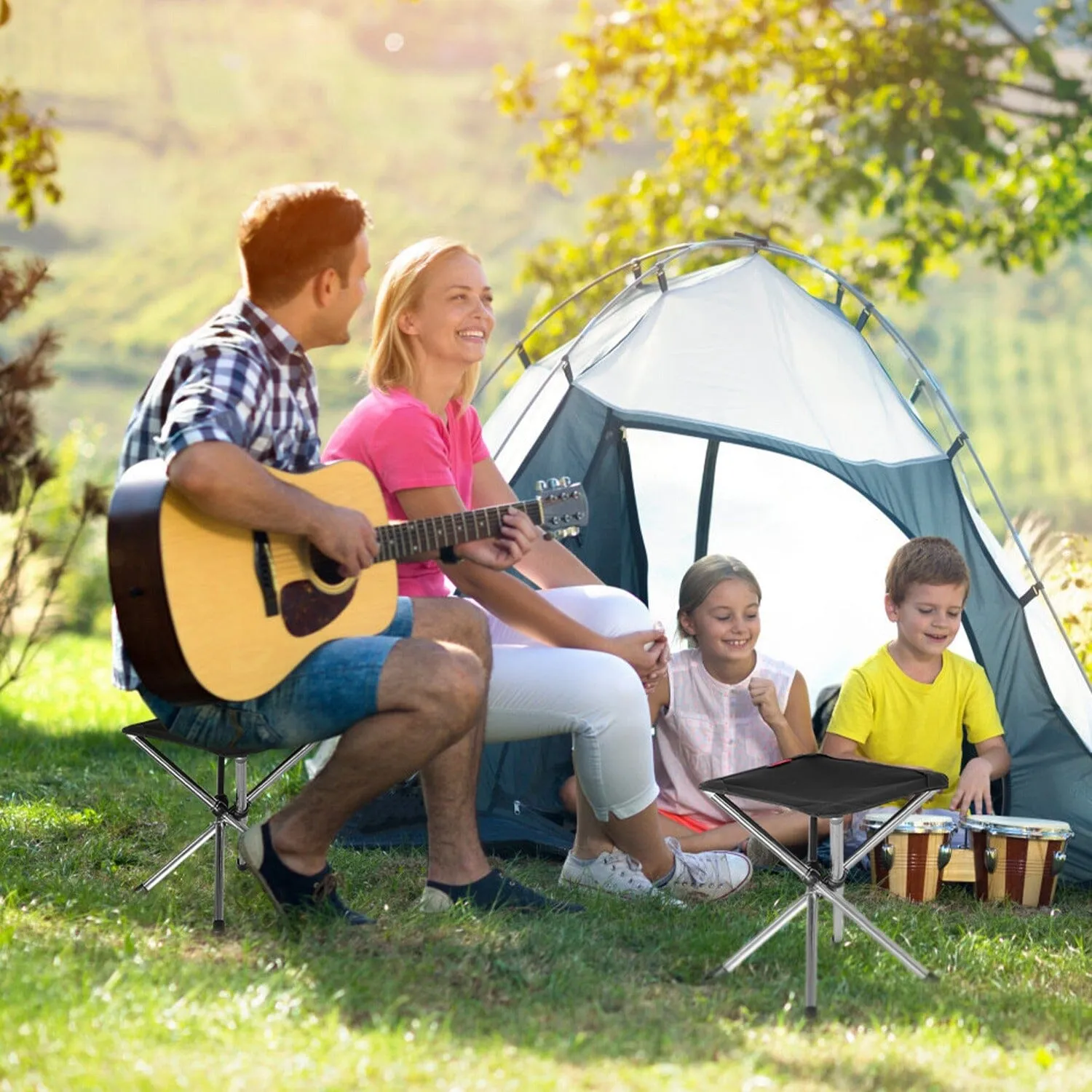 Retractable Portable Folding Chair Easy Set Up Backpacking Stool
