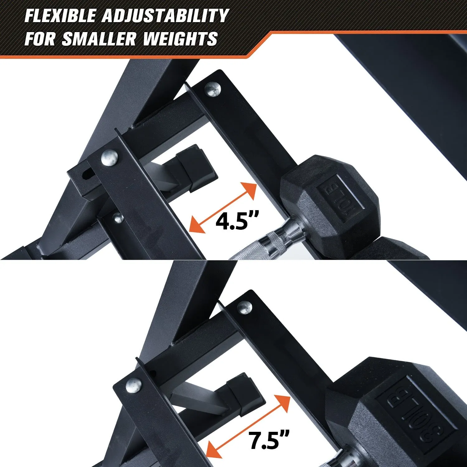 RitFit Rubber Hex Dumbbell Set with Rack