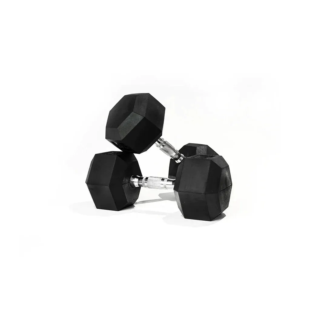 Rubber Hex Dumbbell Set & Vertical Rack - 6 Pairs (Beginners Set)