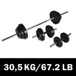 vidaXL Barbell  2 Dumbbell Set 30.5kg