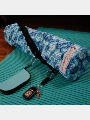 Yoga Mat Bag in Blue Floral Scroll Print