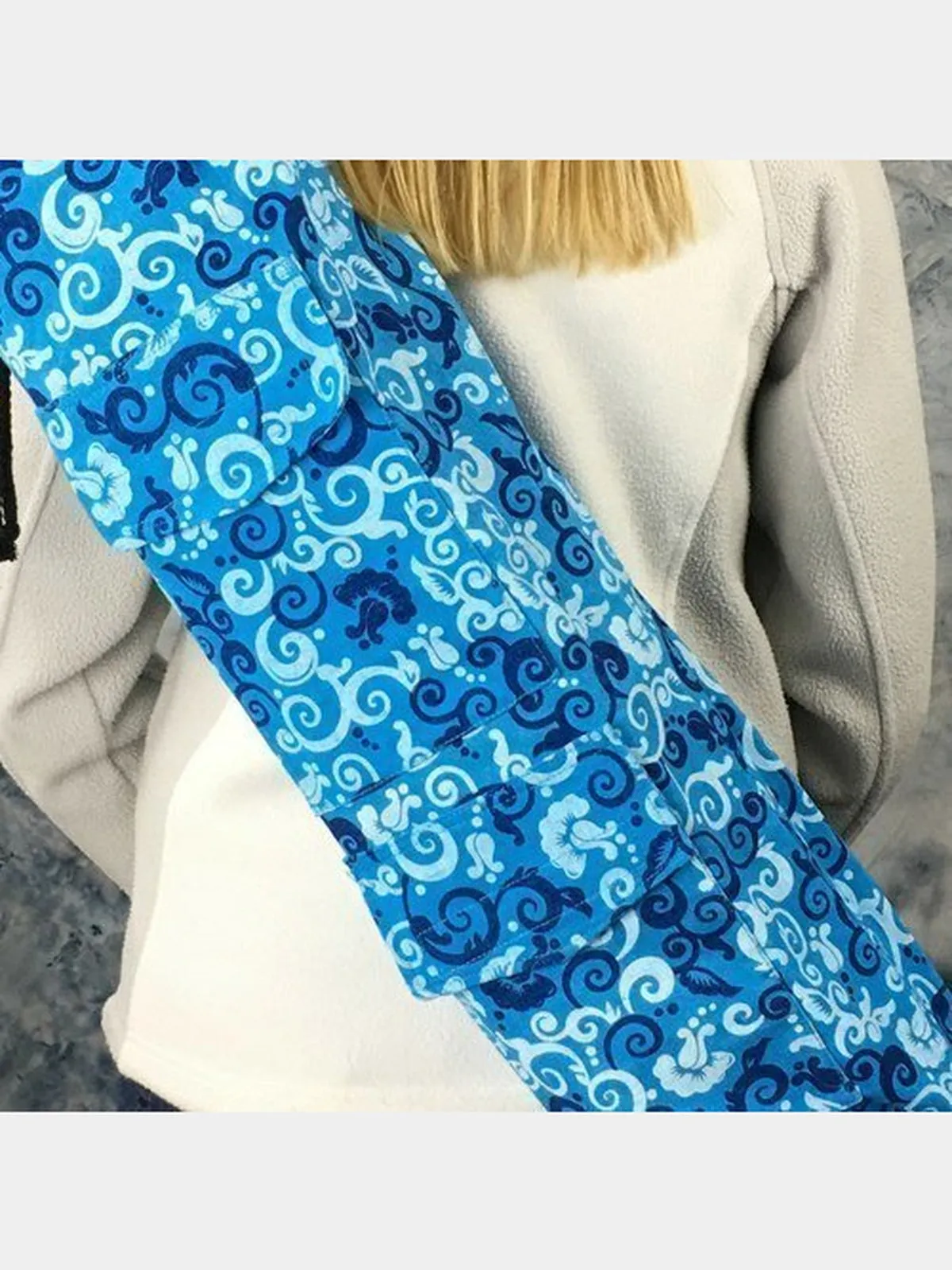 Yoga Mat Bag in Blue Floral Scroll Print